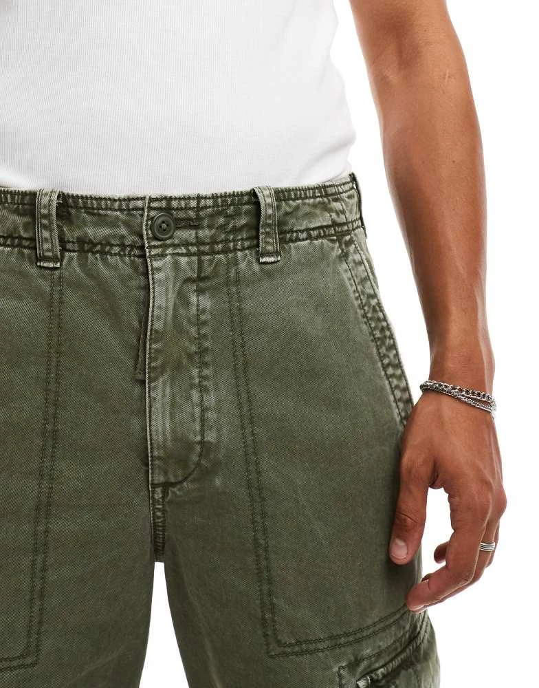 Abercrombie & Fitch Abercrombie & Fitch baggy reissue twill cargo trousers in olive green 2
