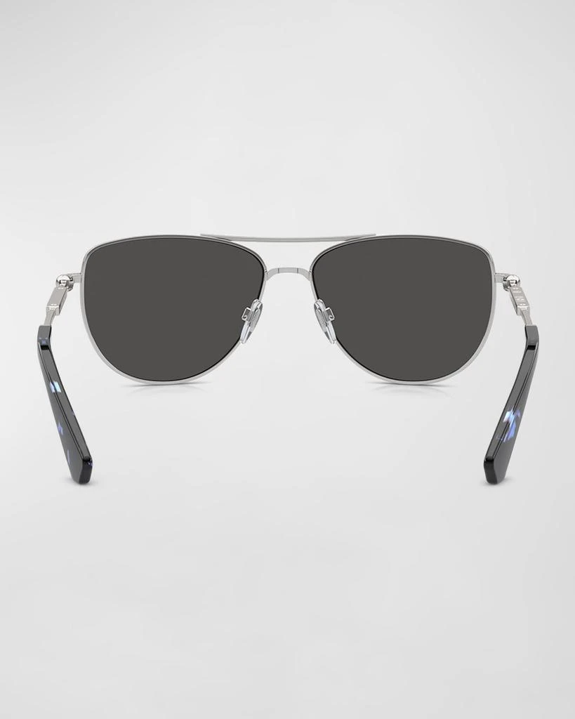Burberry Logo Mixed-Media Aviator Sunglasses 4