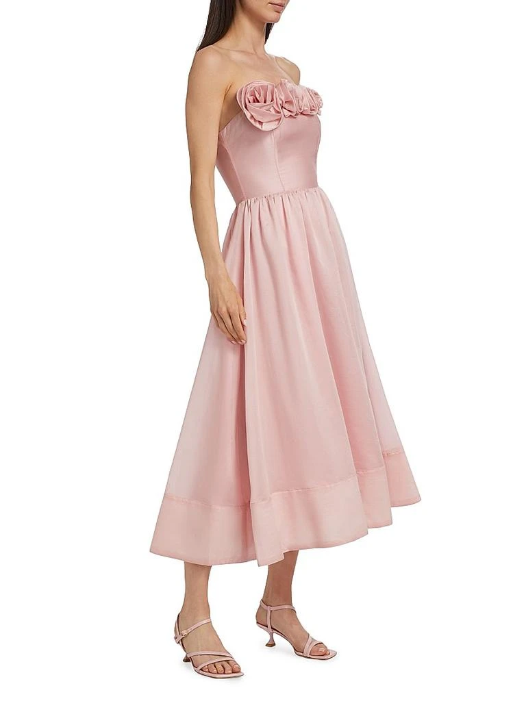 green emerald velvet dress Square Neckline Fit and Flare Silhouette Midi Silk Dress EU32 / Fuchsia