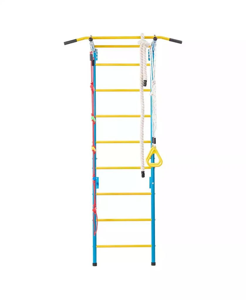 HONGGE Indoor Kids Climbing Gym with Pull Up Bar Rings Rope Ladder and Wall Playset 3