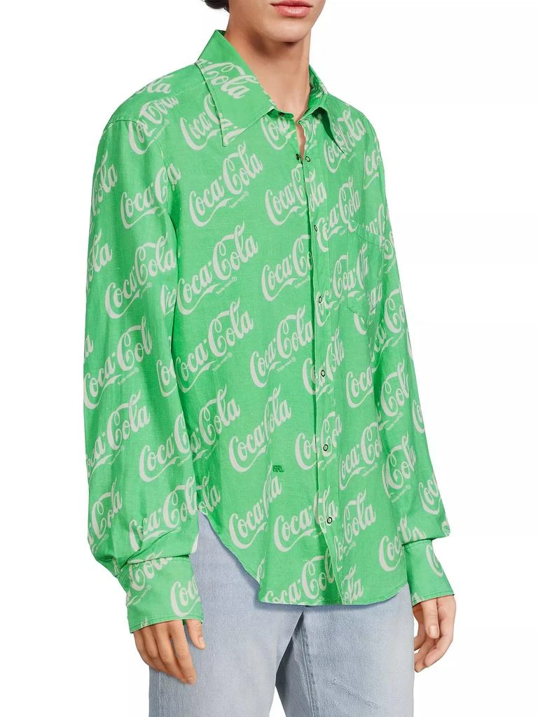 ERL ERL x Coca-Cola Cotton & Linen-Blend Button-Front Shirt 5