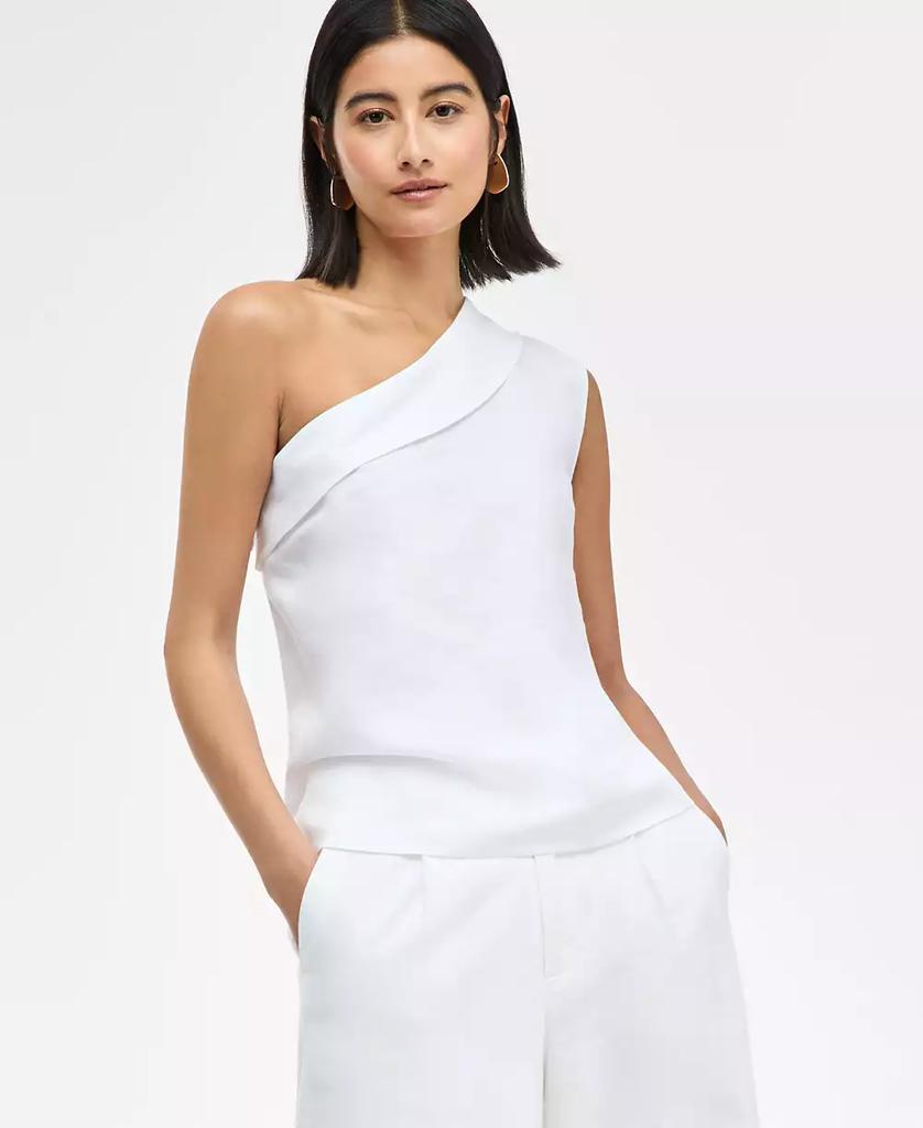 INC International Women's Linen-Blend One-Shoulder Top, Exclusively at Macy's