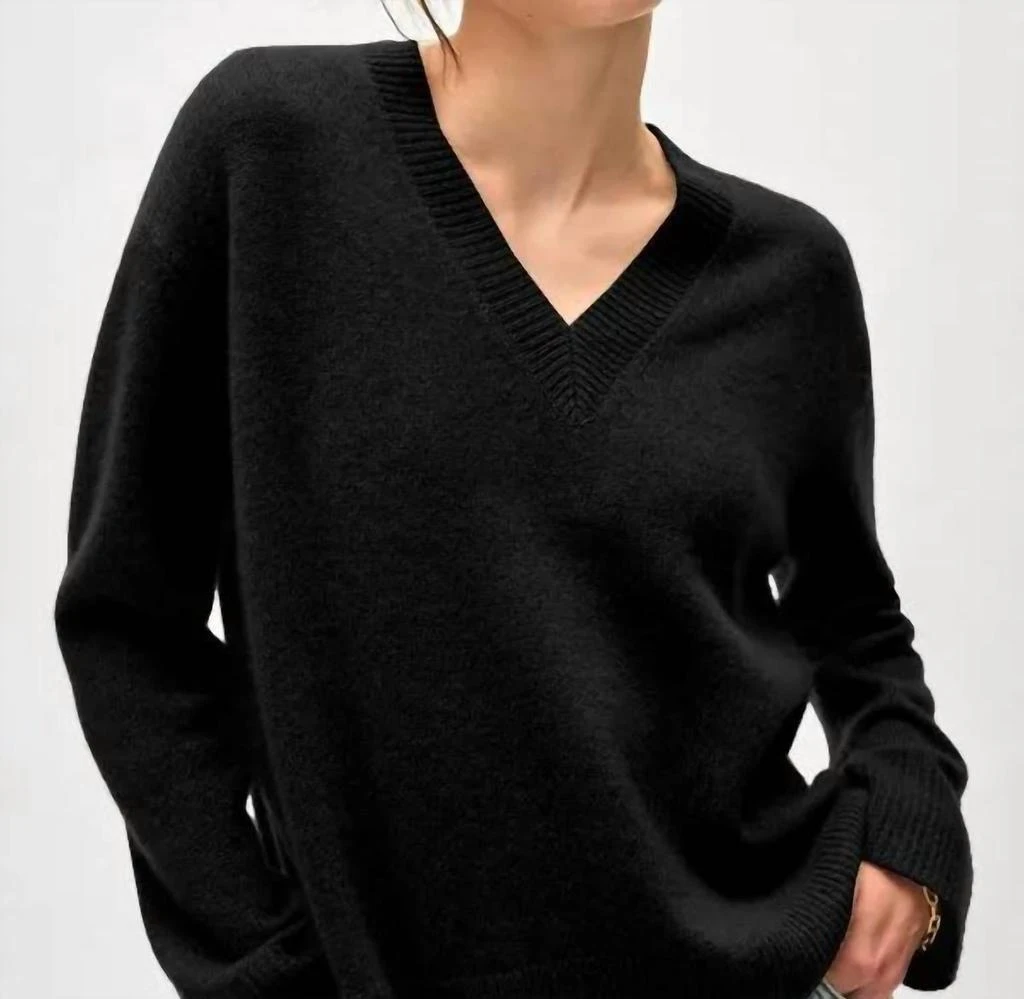 White + Warren White + Warren - Cashmere Rib Trim V Neck Sweater 2