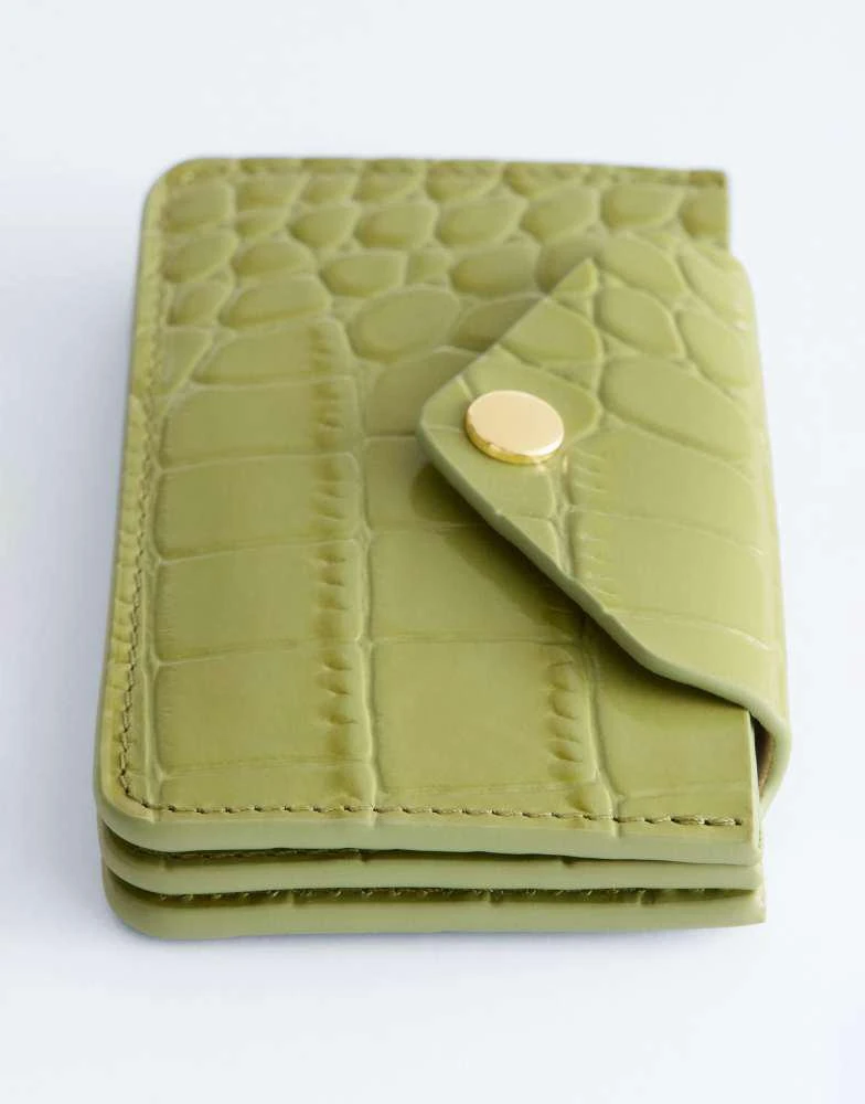 
Other Stories 
Other Stories croc embossed leather card holder in lime 3