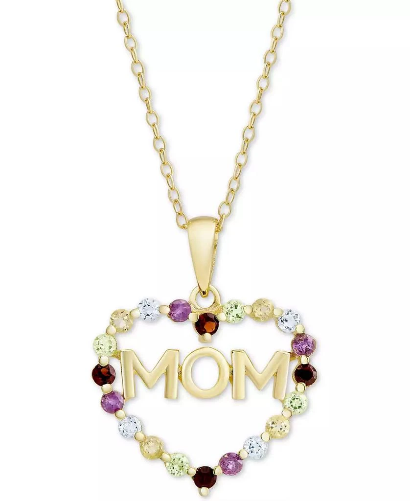 Macy's Multi-Gemstone Mom Heart 18" Pendant Necklace (7/8 ct. t.w.) in 18k Gold-Plated Sterling Silver 1