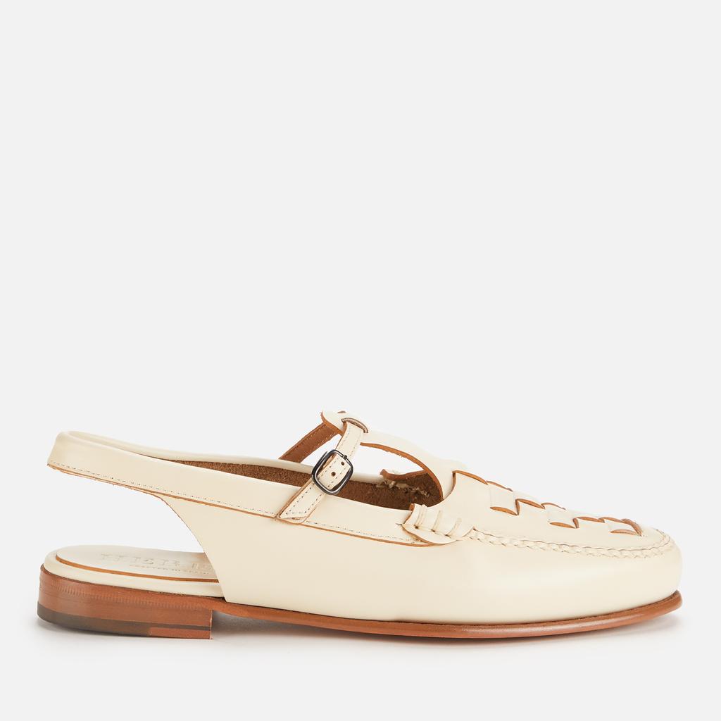 Hereu Hereu Women's Roqueta Leather T-Bar Slingback Flats - Custard