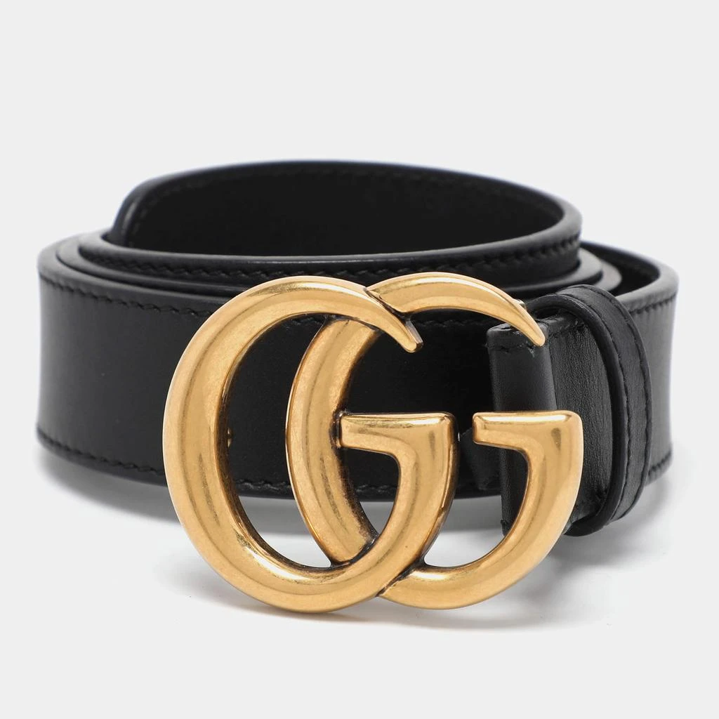 Gucci Gucci Black Leather GG Marmont Buckle Belt 85CM 1
