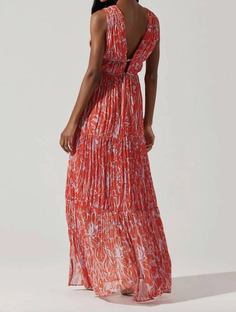 ASTR Pescadero Pleated Maxi Dress In Red/orange Abstract 2