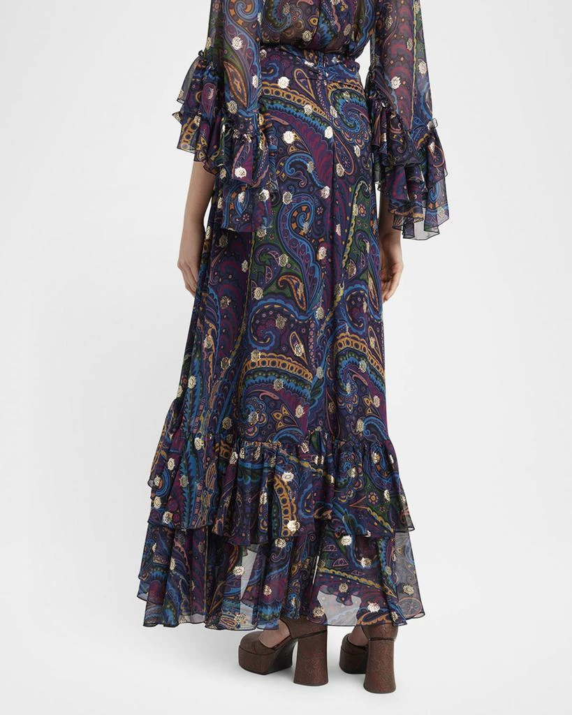 ETRO Emerald Paisley Ruffle Fil Maxi Skirt 3