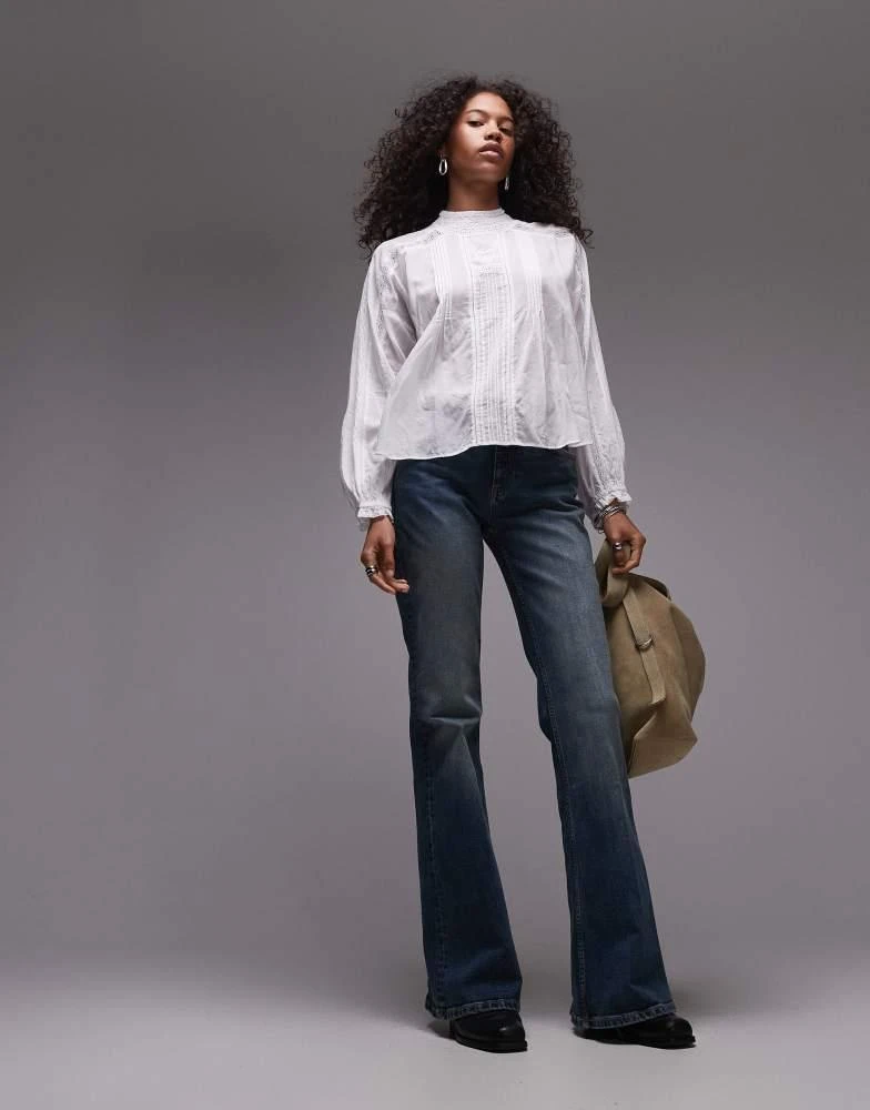 Mango Mango high neck sheer blouse in white 2