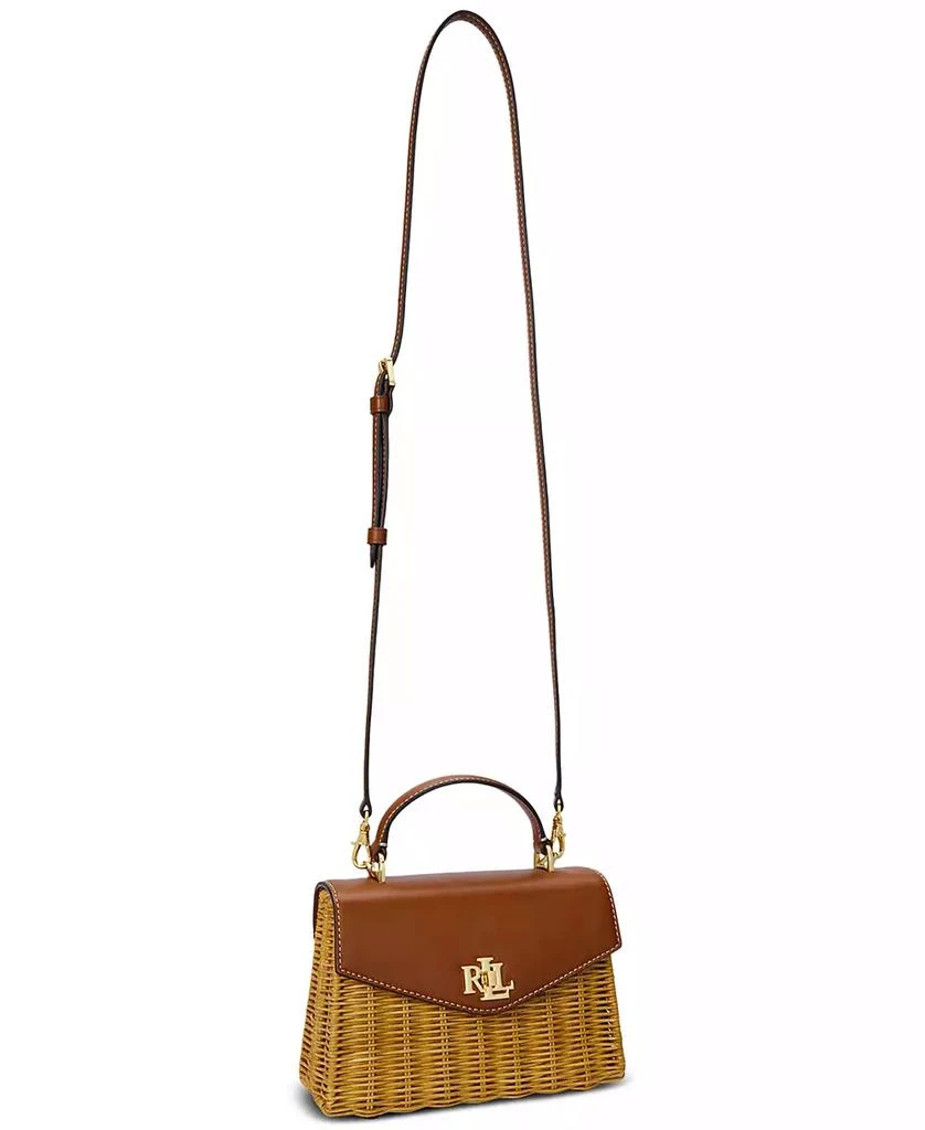 Ralph Lauren Farrah Rattan and Leather Small Satchel 4