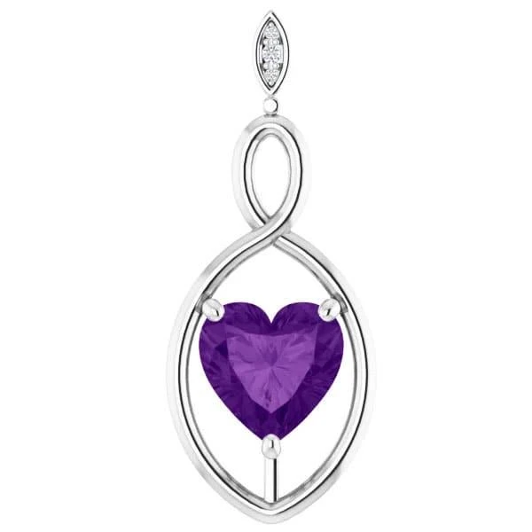 Pompeii3 9mm Amethyst  Women
s Heart Pendant in 14k Gold Necklace 6mm Tall
