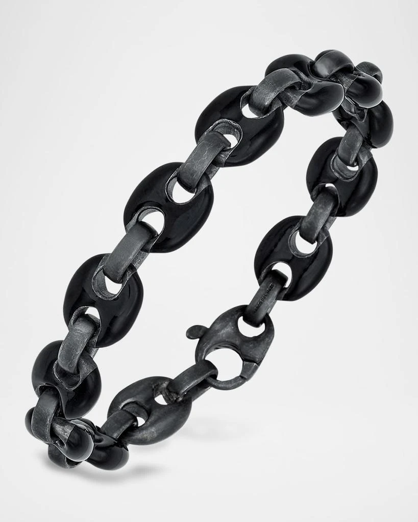 Marco Dal Maso Men's Ulysses Oxidized Sterling Silver Marine Link Bracelet with Black Enamel 1