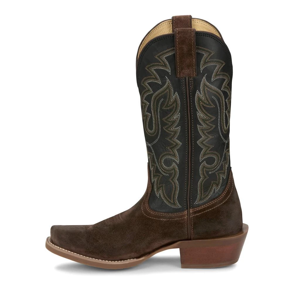 Justin Boots Cowboy Town Square Toe Suede Cowboy Boots 3