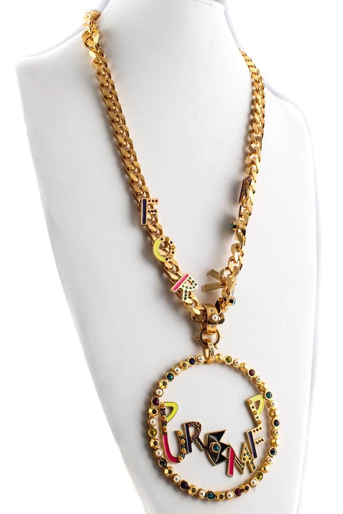 MARIA FRANCESCA PEPE Gold Tone Crystal Pure MFP Forever Jumbo Pendant Necklace 3
