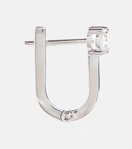 Melissa Kaye Aria U Huggie 18kt white gold hoop earrings with diamonds
