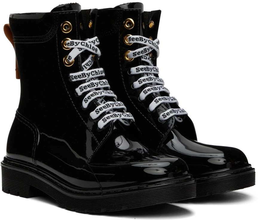 See by Chloé Black Florrie Rain Boots 4