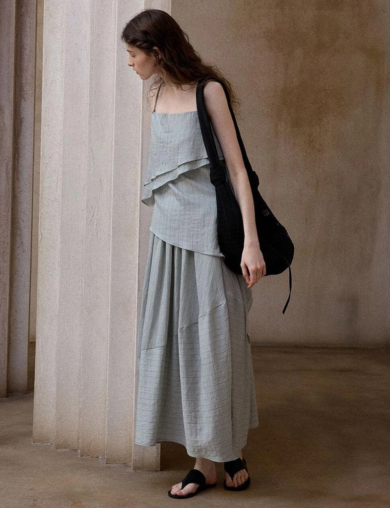 Pixie Market Gray Striped Cocoon Skirt 2