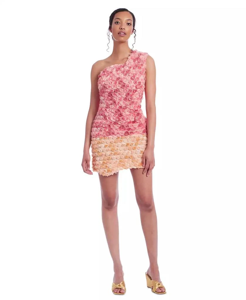 Badgley Mischka Jewel Badgley Mishka Women's Rosette One-Shoulder Dress 1
