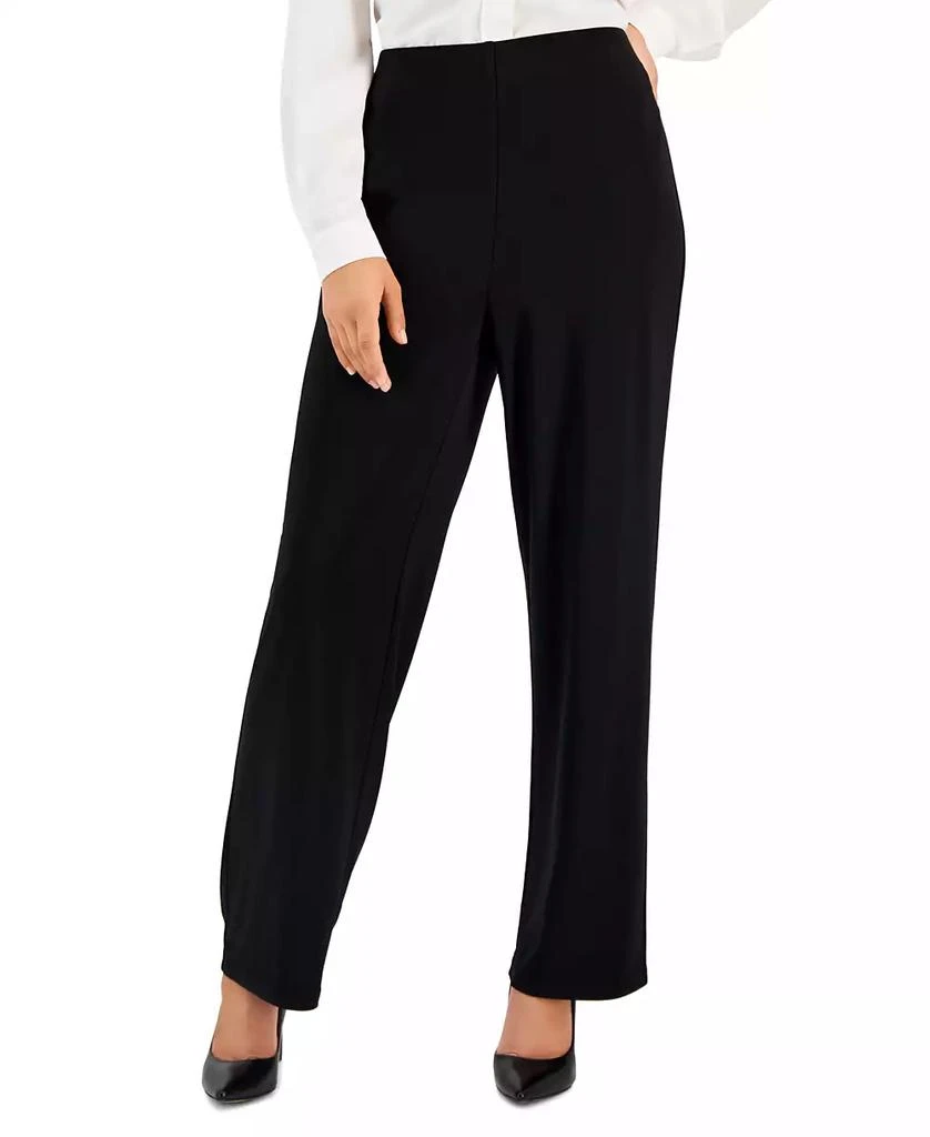 AK Anne Klein Petite Solid Wide-Leg Pull-On Knit Pants, Petite & Petite Short 1