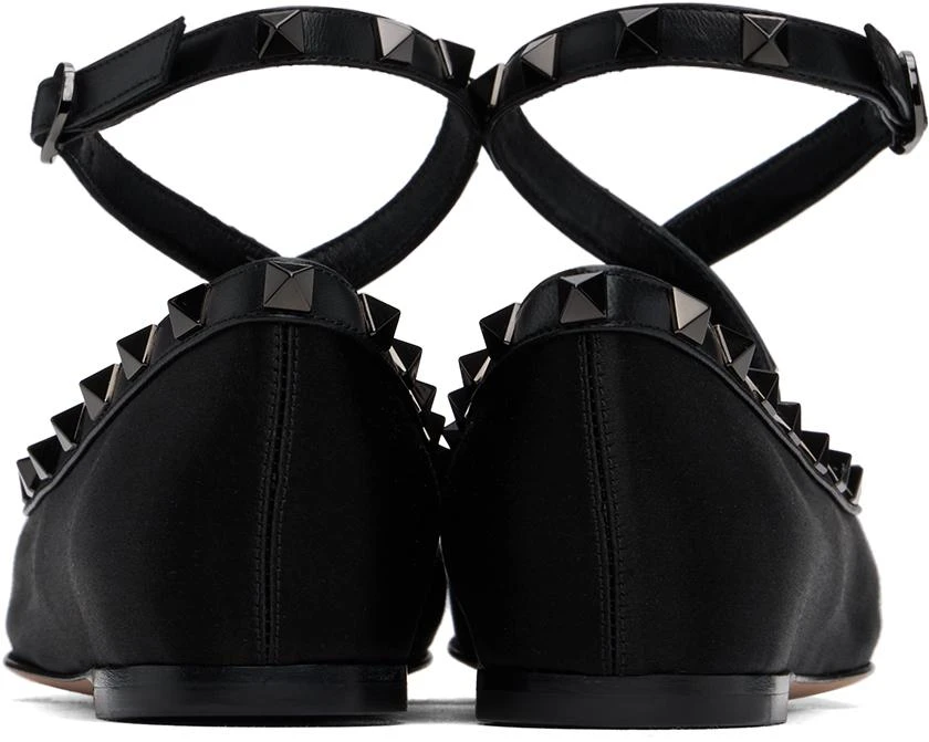 Valentino Black Rockstud Satin Ballerina Flats 2