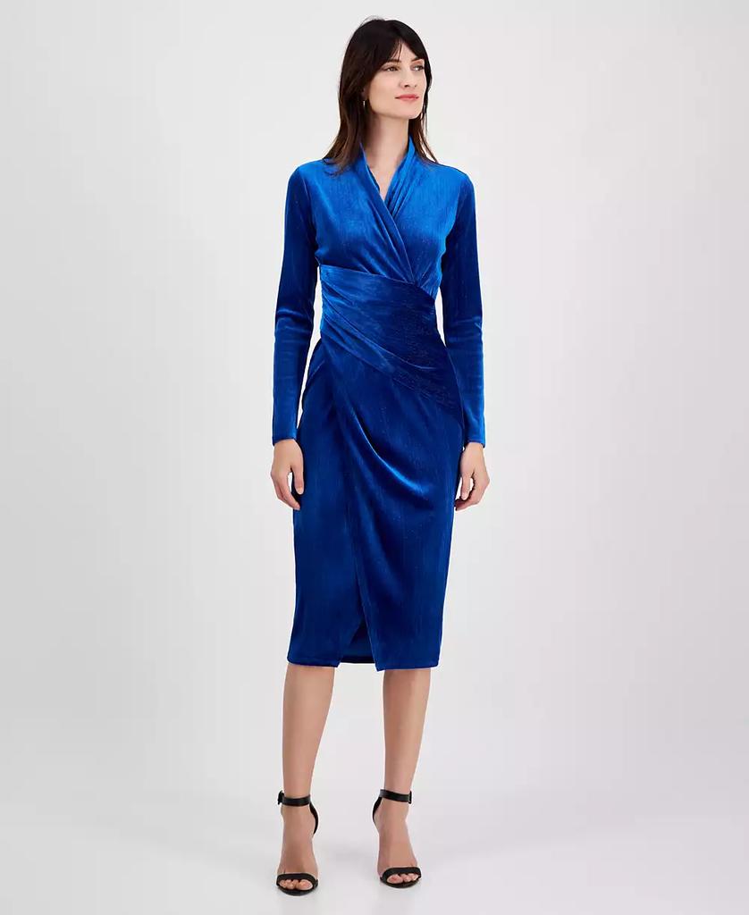 RACHEL Rachel Roy Women's Metallic-Stripe Velvet Midi Dress