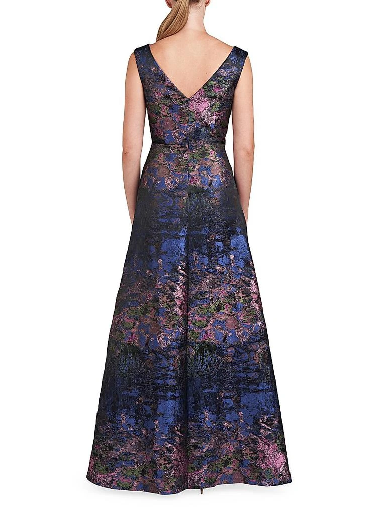 Kay Unger Winona Monet Jacquard Cap-Sleeve Gown 4