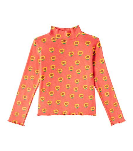BOBO CHOSES Sunflower cotton-blend jersey turtleneck top