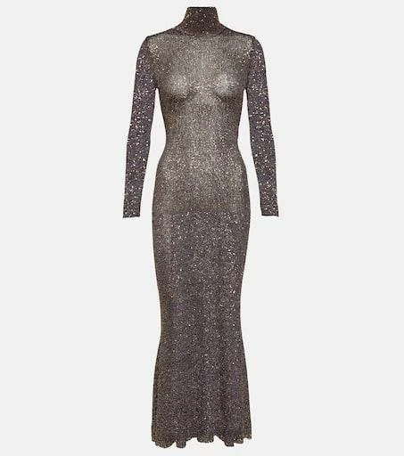 Balenciaga Sequined knitted maxi dress 1