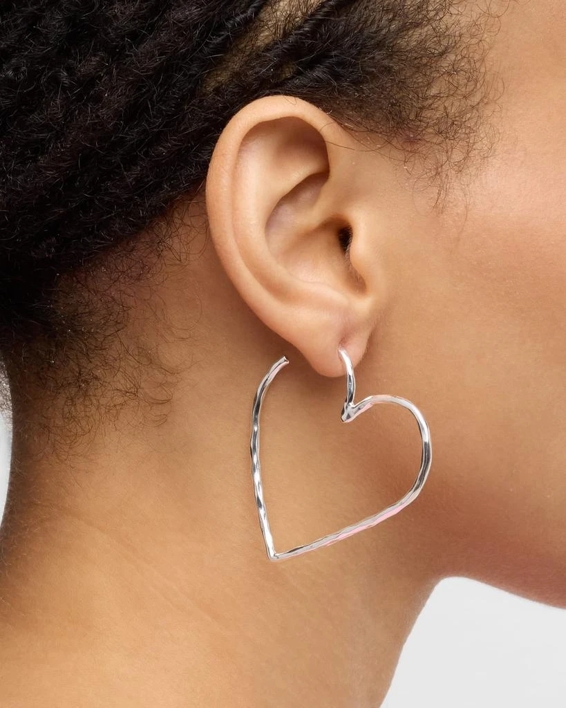 NEST Jewelry Silver Heart Hammered Skinny Hoop Earrings 2