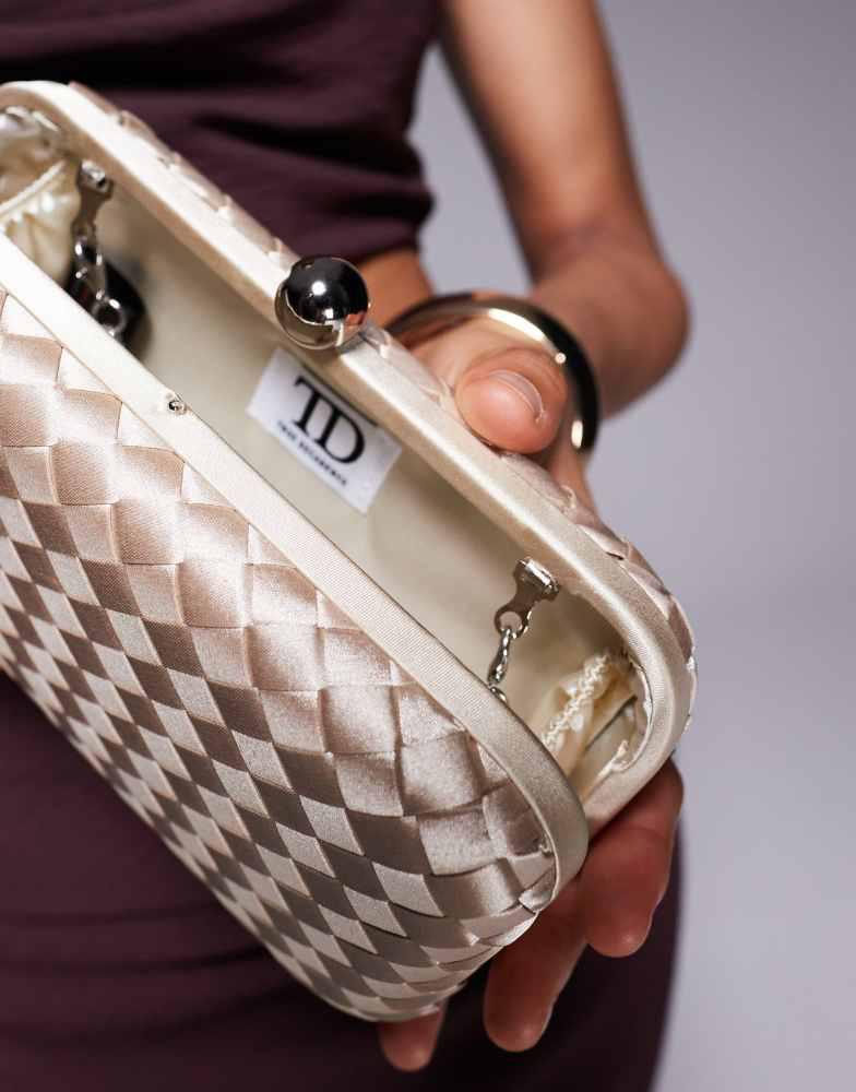 True Decadence True Decadence structured woven satin clutch bag in blush pink