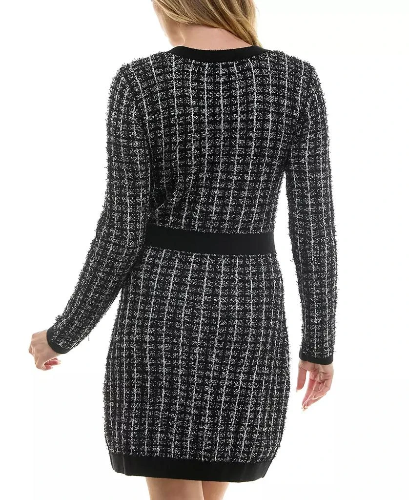 BCX Juniors' Round-Neck Long-Sleeve Tweed Sweater Dress 2