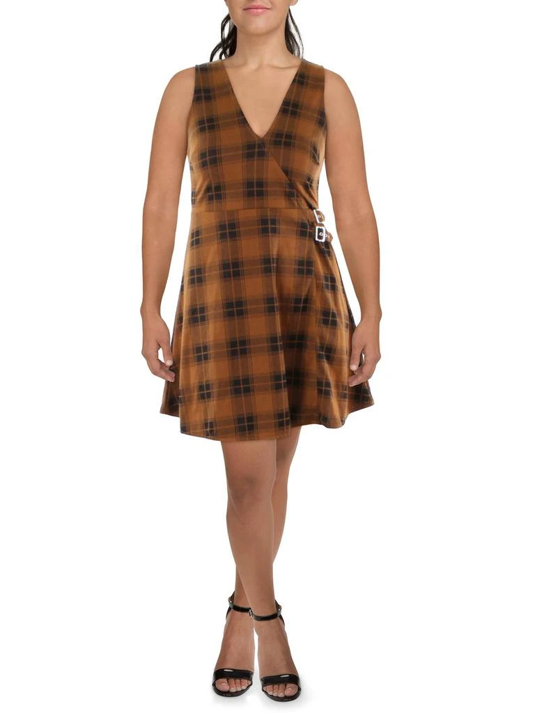 Planet Gold Juniors Womens Woven Plaid Sheath Dress 1