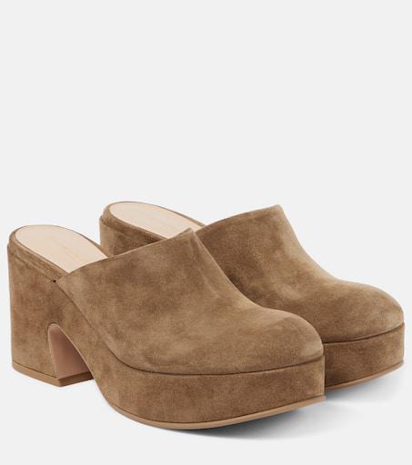 VIP【送料無料関税込み】Gianvito Rossi Lyss Suede Heel Mules Camel Lyss 55 suede mules | GIANVITO ROSSI | NET-A-PORTER