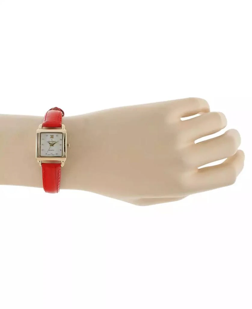 Peugeot Women
s 20mm Square Watch with Glossy Red Leather Strap 5