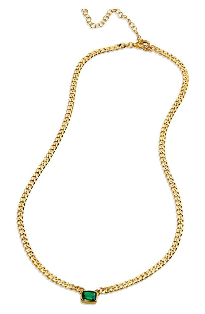 Savvy Cie Jewels 18K Gold Plated Sterling Silver Simulated Emerald Necklace