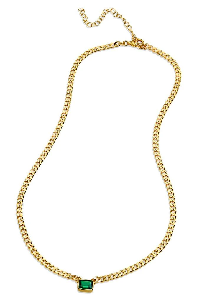 Savvy Cie Jewels 18K Gold Plated Sterling Silver Simulated Emerald Necklace 1