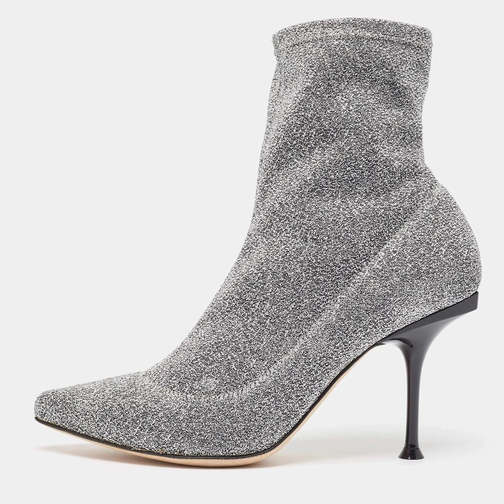 Sergio Rossi Sergio Rossi Silver Knit Fabric Sock Ankle Boots Size 36 1