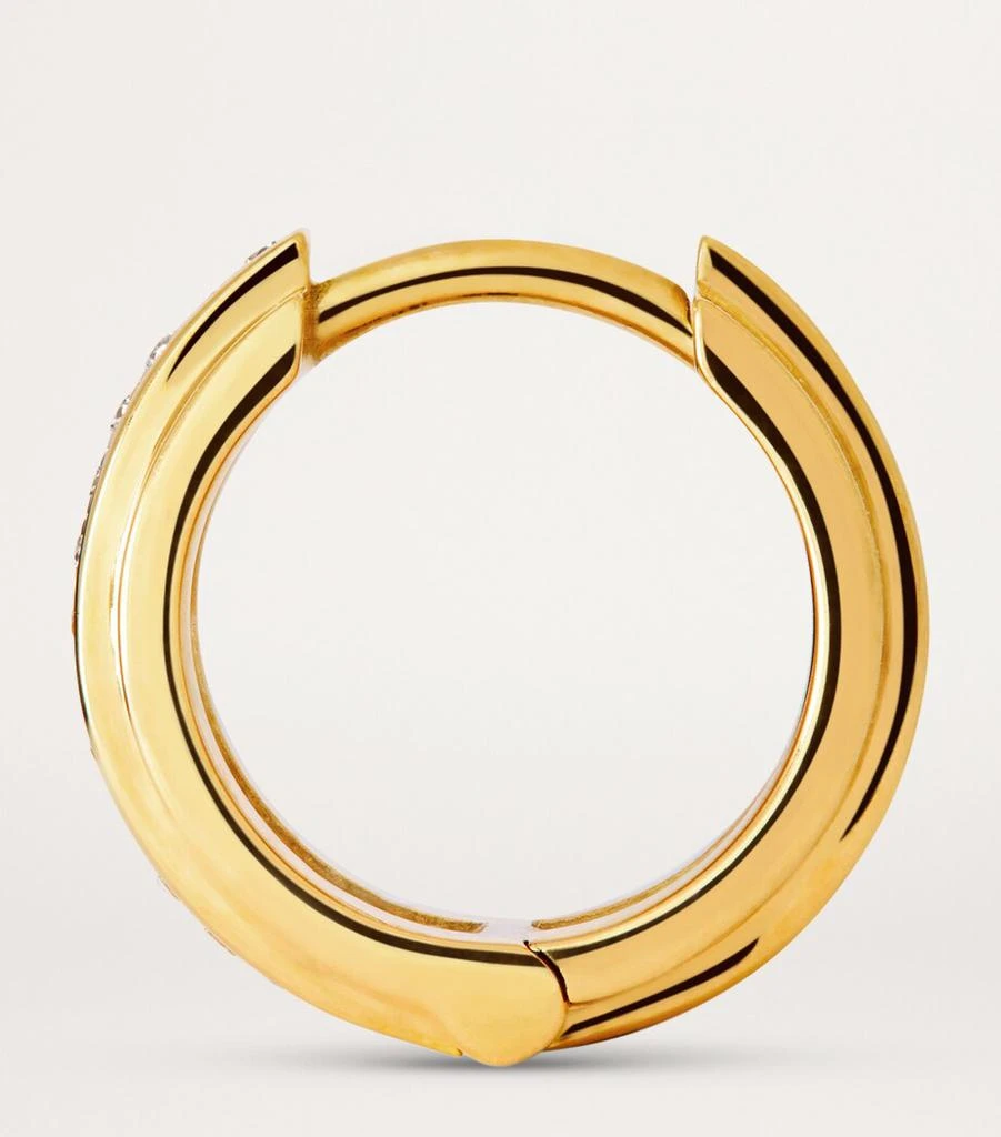 Azlee Yellow Gold and Diamond Staircase 3-Tier Huggie Earrings 4