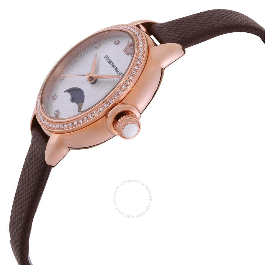 Emporio Armani Emporio Armani Mia Quartz Moon Phase Crystal Silver Dial Ladies Watch AR11568