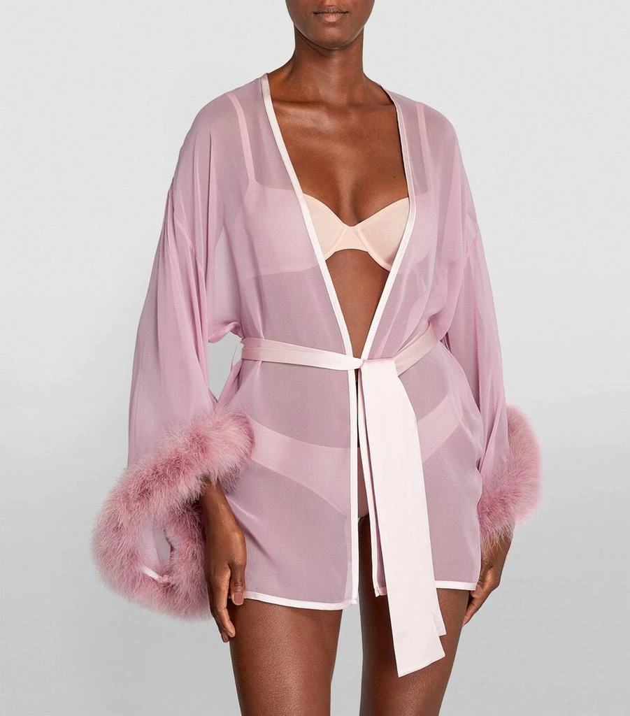 GILDA & PEARL Silk Marabou Feather-Trimmed Diana Robe 3
