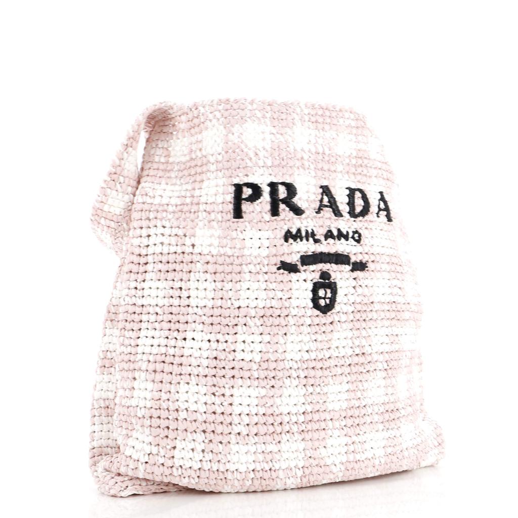 Prada Logo Hobo Raffia Large