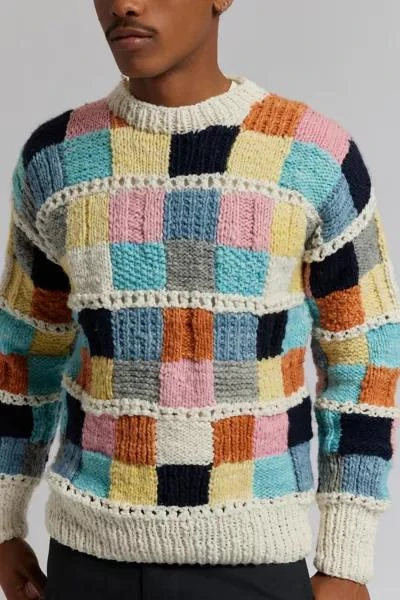 Chamula Sampler Squares Patchwork Crew Neck Sweater – On Sale Now
