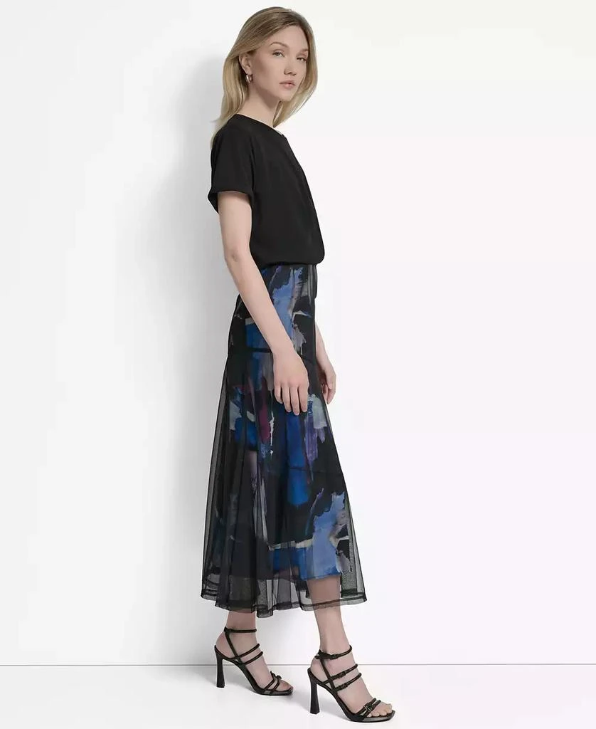 DKNY Women's Mixed-Media Printed-Skirt Dress 3