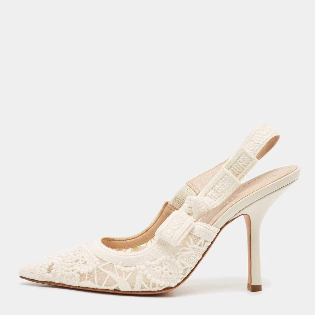 Dior Dior White Lace J'Adior Slingback Pumps Size 40 1