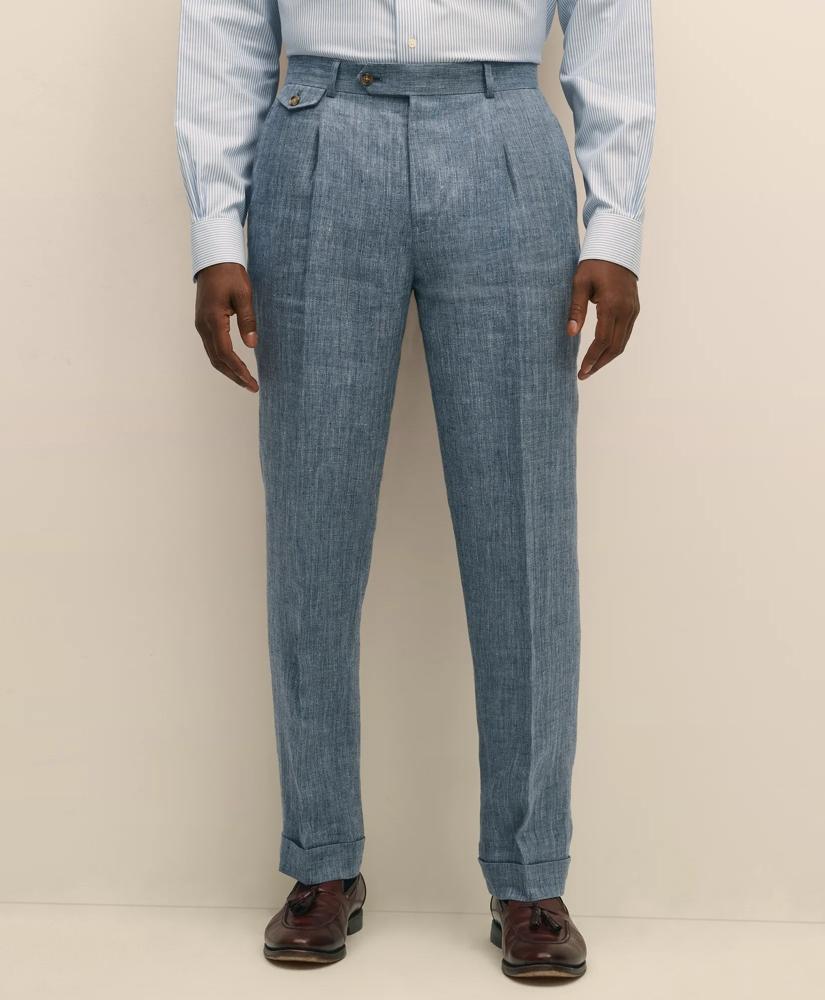 Brooks Brothers Classic Fit Herringbone Linen Single-Pleat Suit Pants