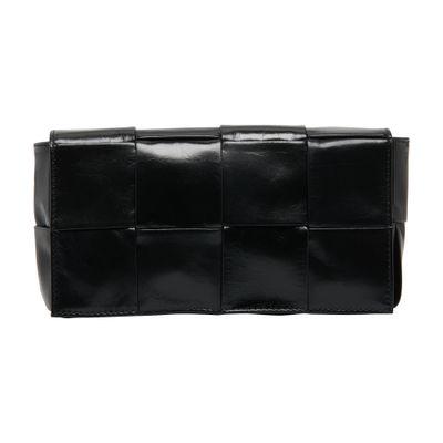 ショルダーバッグ BOTTEGA VENETA Black Leather Duo Intrecciato Crossbody Bag Bottega Veneta Men's Duo Intrecciato Leather Crossbody Bag