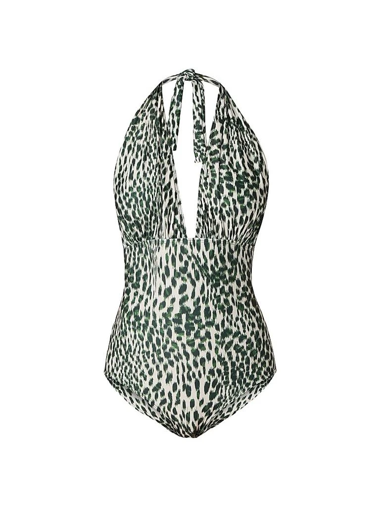 Shoshanna Animal-Print Plunging V-neck One-Piece Swimsuit 1