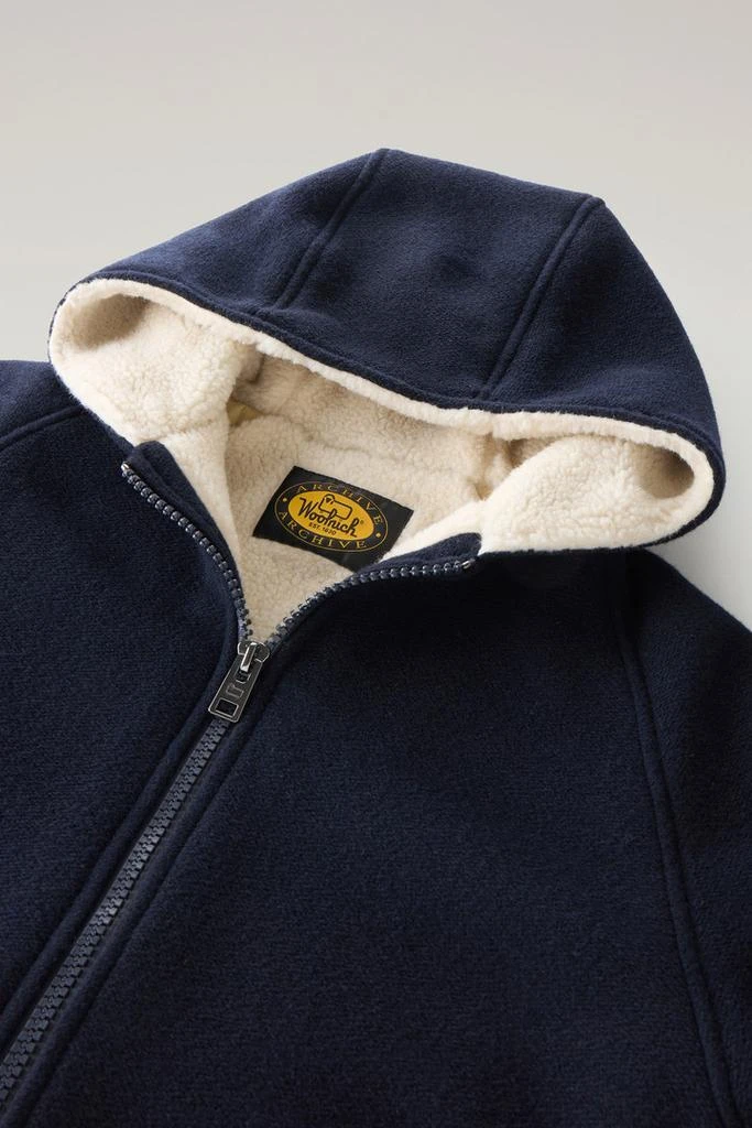 Woolrich Hooded Jacket in Recycled Manteco Wool Blend - Men - Green 6
