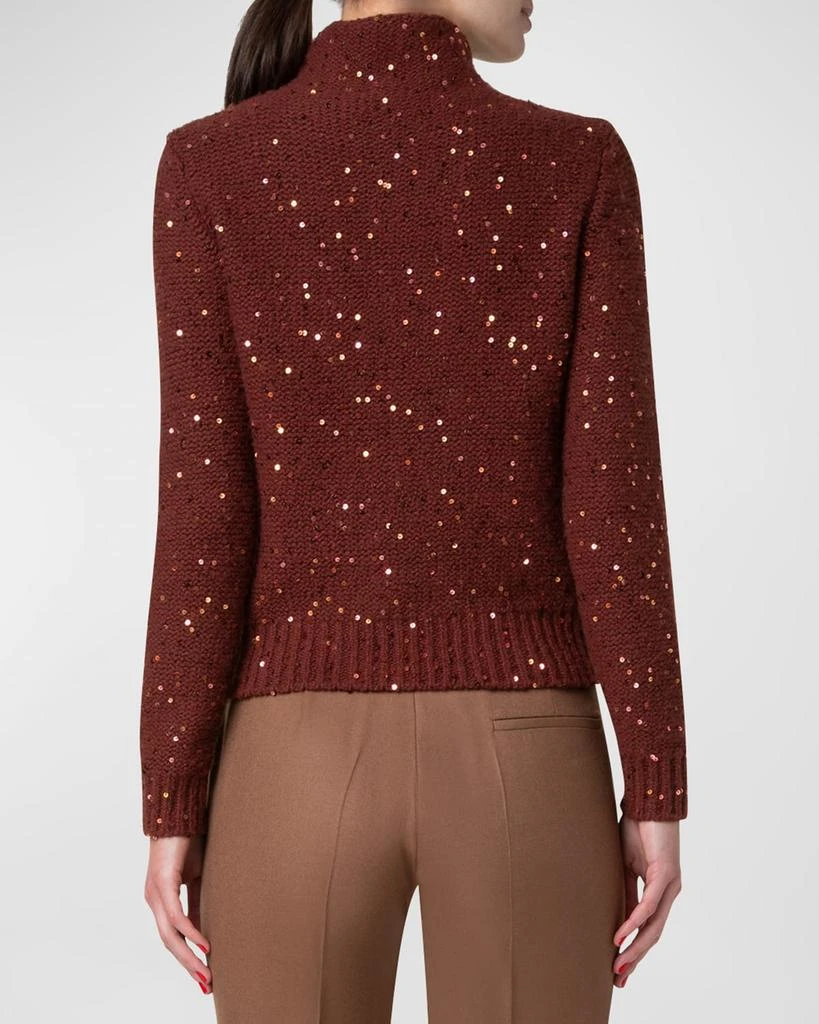Akris Mock-Neck Sequin Wool-Cashmere Sweater 3